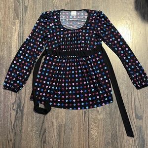 Polka dots Motherhood long sleeves maternity top tie in back size small